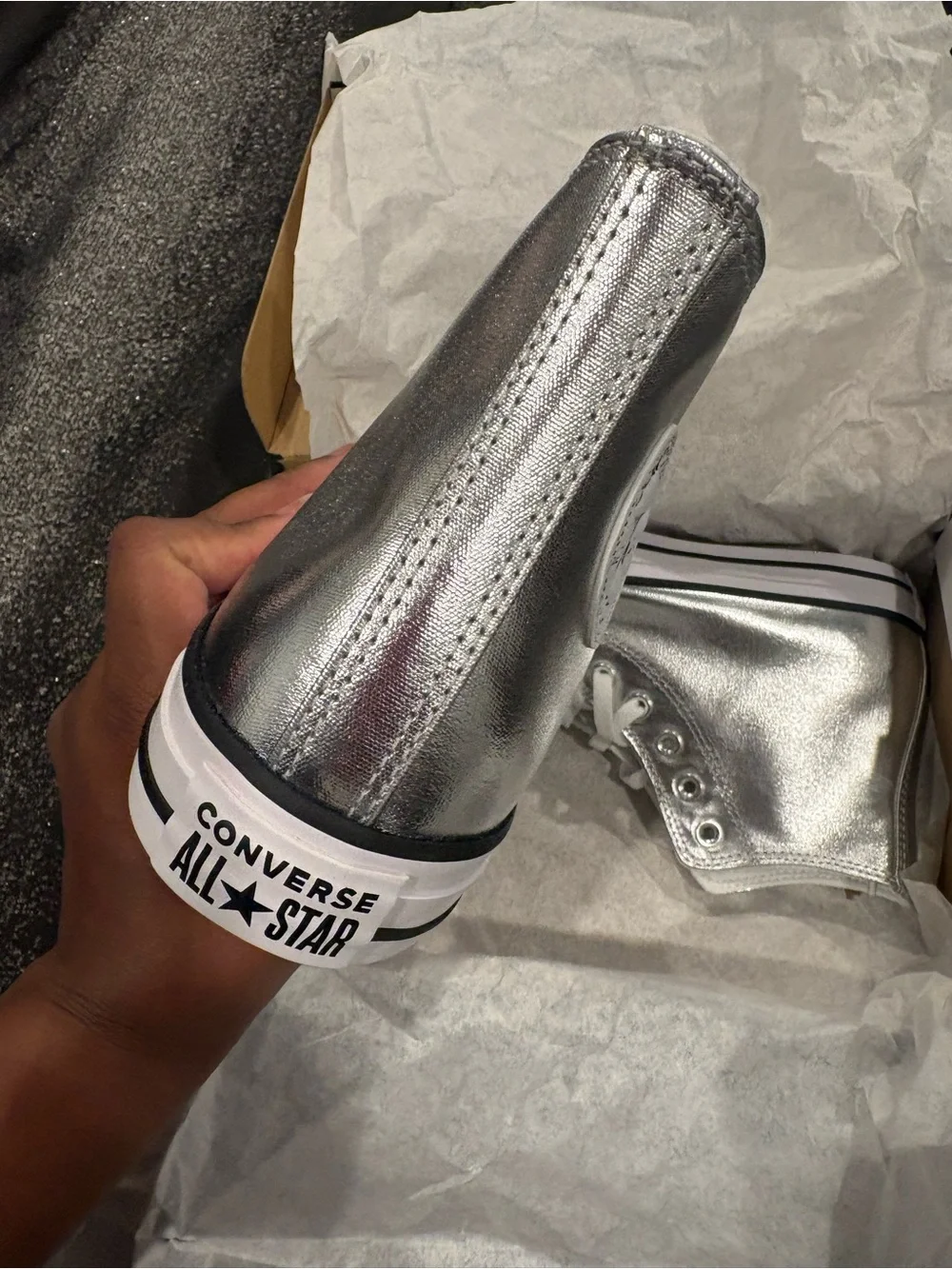 Converse Unisex Silver Metallic Chuck Taylor All Star High Top Sneakers